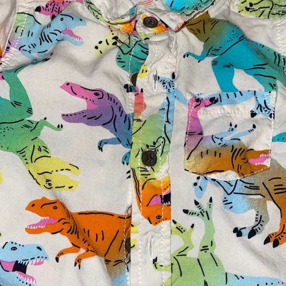 🌈 Cat & Jack Toddler Button Down Shirt Pastel Dinosaurs EASTER Sz 12M - Picture 5 of 5